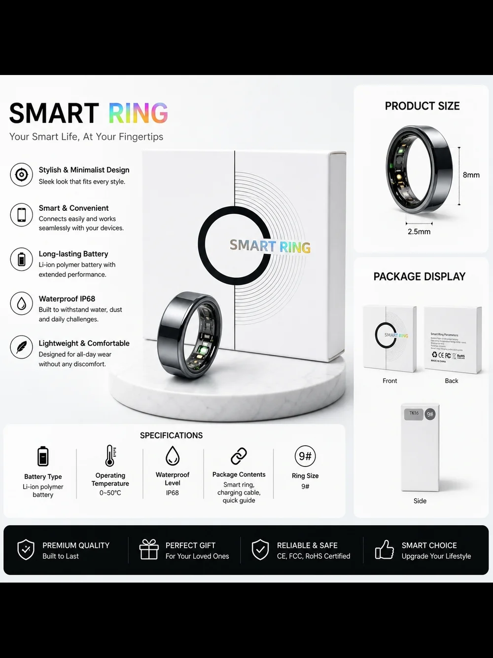 Wearable Fitness Tracker – Black ()